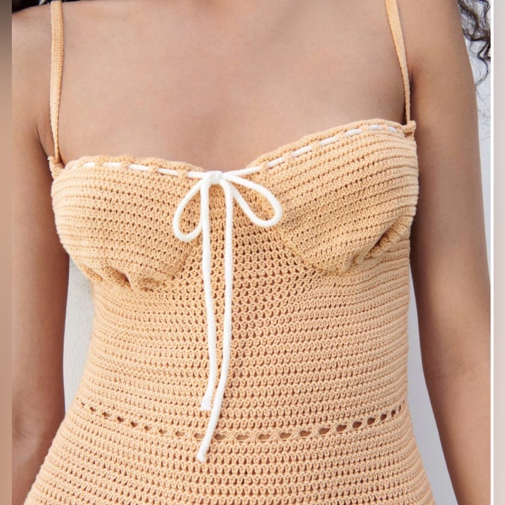 Zara Knit Bustier Midi Dress - Pastel Orange